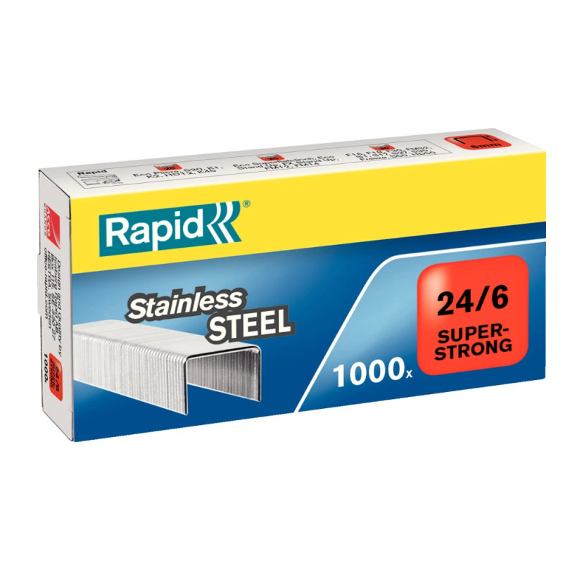 Grapas rapid 24/6 super strong acero inoxidable caja 1000 unidades