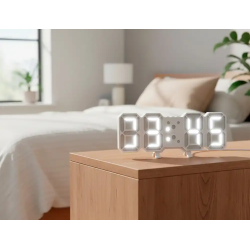 Reloj q-connect de pared digital con temperatura 3 alarmas control de sonido 220x40x87 mm