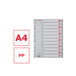Separador numerico esselte cartulina 1-12 juego de 12 separadores folio multitaladro