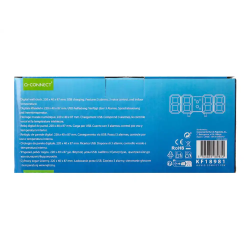 Reloj q-connect de pared digital con temperatura 3 alarmas control de sonido 220x40x87 mm