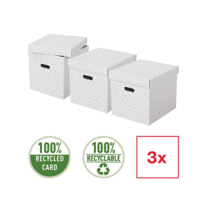 Caja almacenamiento esselte cubica color blanco 365x320x315 mm pack de 3 unidades
