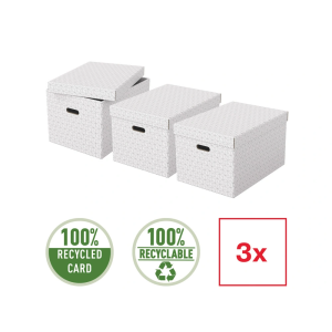 Caja almacenamiento esselte grande color blanco 510x355x305 mm pack de 3 unidades