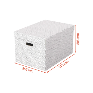 Caja almacenamiento esselte grande color blanco 510x355x305 mm pack de 3 unidades