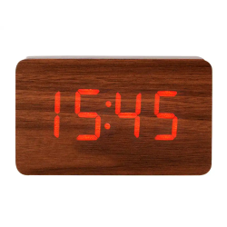 Reloj q-connect sobremesa digital acabado madera luz roja 100x40x60mm