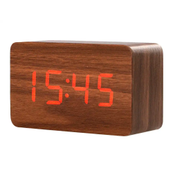 Reloj q-connect sobremesa digital acabado madera luz roja 100x40x60mm