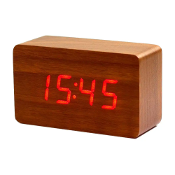 Reloj q-connect sobremesa digital acabado madera luz roja 100x40x60mm