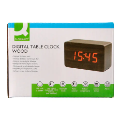 Reloj q-connect sobremesa digital acabado madera luz roja 100x40x60mm