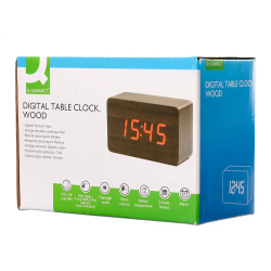 Reloj q-connect sobremesa digital acabado madera luz roja 100x40x60mm