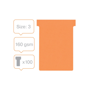 Ficha t para plannings nobo indice 3 cartulina 170 gr color naranja pack de 100 unidades