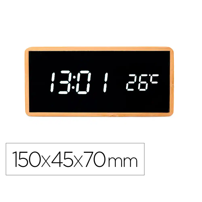 Reloj q-connect sobremesa digital con temperatura 150x45x70mm