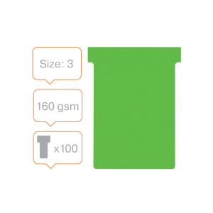 Ficha t para plannings nobo indice 3 cartulina 170 gr color verde pack de 100 unidades
