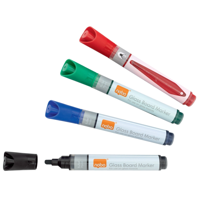 Rotulador nobo para pizarra cristal bolsa de 4 unidades colores surtidos