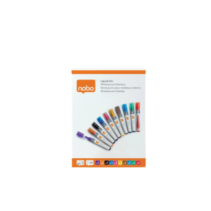 Rotulador nobo para pizarra blanca tinta liquida punta conica 3 mm colores surtidos caja de 10 unidades