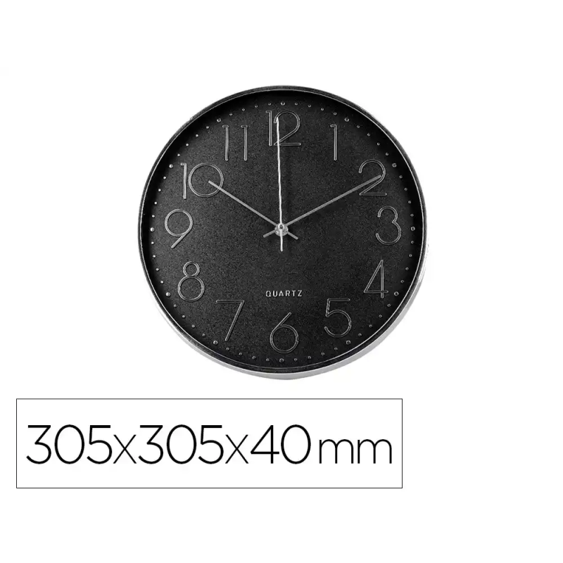 Reloj q-connect de pared analogico plateado silencioso 305x305x40mm