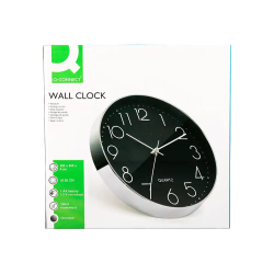 Reloj q-connect de pared analogico plateado silencioso 305x305x40mm