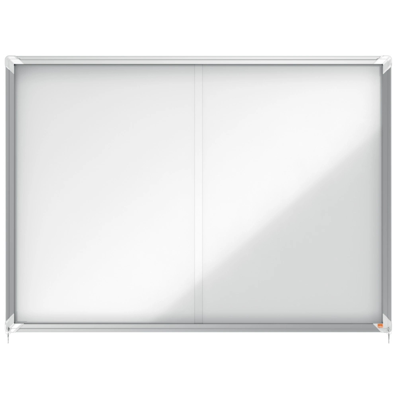 Vitrina de anuncios nobo premium plus con puerta corredera fondo magnetico 18 x din a4 hojas 997x1412x54 mm