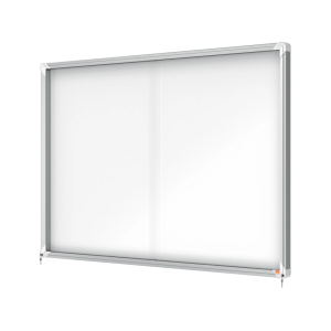 Vitrina de anuncios nobo premium plus con puerta corredera fondo magnetico 18 x din a4 hojas 997x1412x54 mm