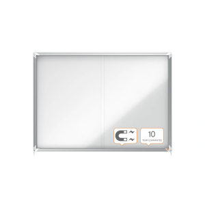 Vitrina de anuncios nobo premium plus con puerta corredera fondo magnetico 18 x din a4 hojas 997x1412x54 mm