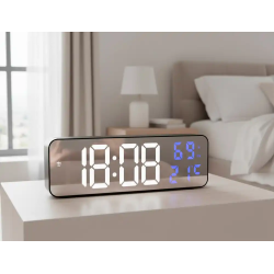 Reloj q-connect de pared y sobremesa digital con temperatura 230x35x70 mm