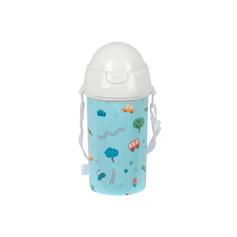 Botella portaliquidos safta 500ml apertura automatica con pajita safta preescolar 195x73x73 mm