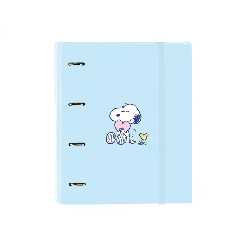 Carpeta con recambio safta din a4 cuadro 5 mm con goma y 5 separadores snoopy love