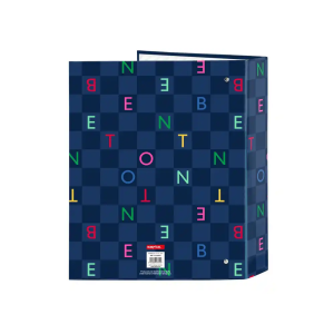 Carpeta carton folio 4 anillas safta lomo ancho benetton damero