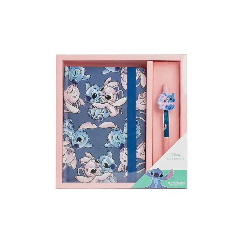 Set de papeleria boligrafo stitch 2 piezas