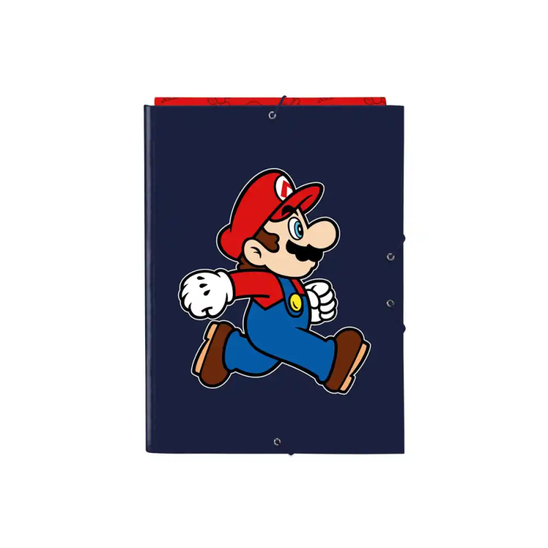 Carpeta carton folio gomas solapas safta super mario trick