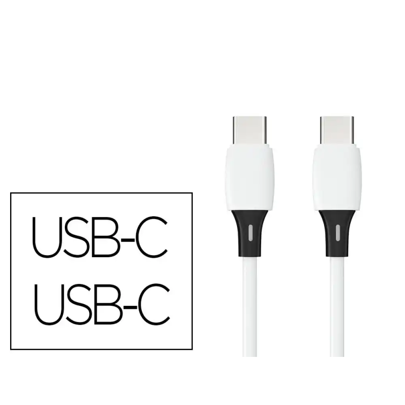 Cable usb-c a usb-c q-connect pvc longitud 1m blanco