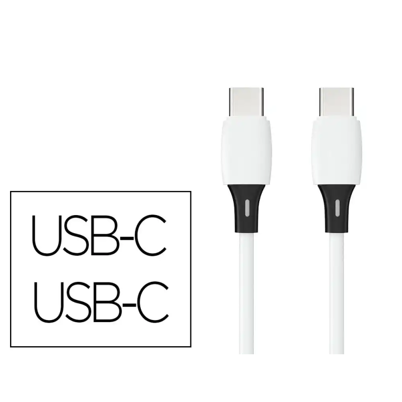 Cable usb-c a usb-c q-connect pvc longitud 3m blanco