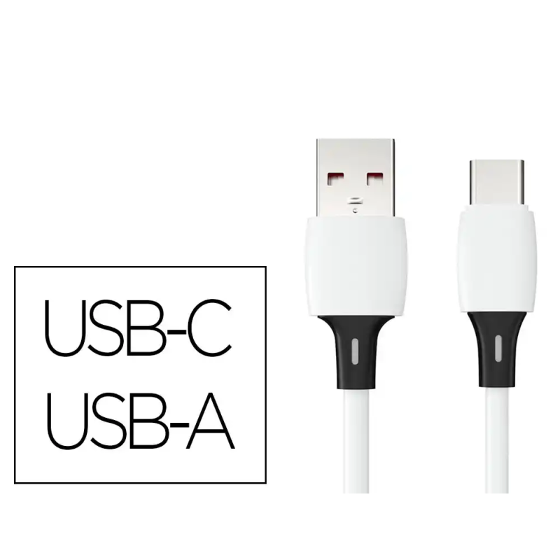 Cable usb-c a usb-a q-connect pvc longitud 1m blanco