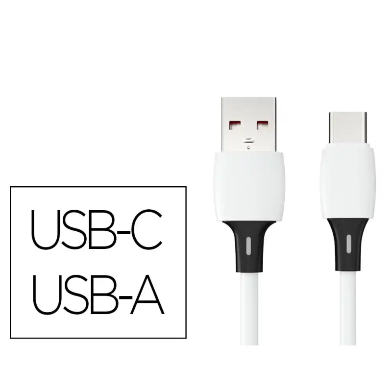 Cable usb-c a usb-a q-connect pvc longitud 2m blanco