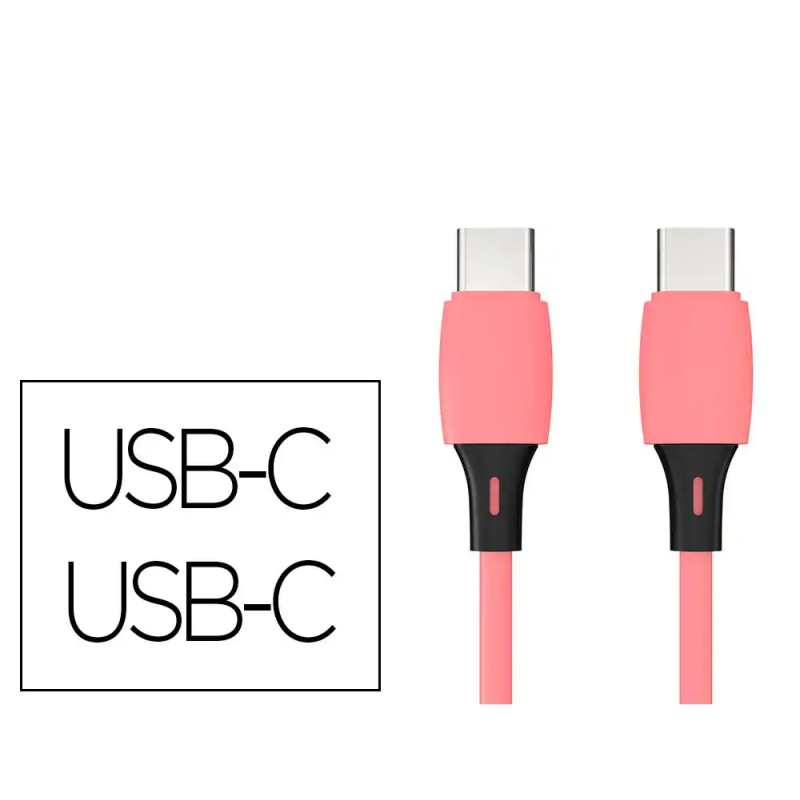 Cable usb-c a usb-c q-connect pvc longitud 2m rosa