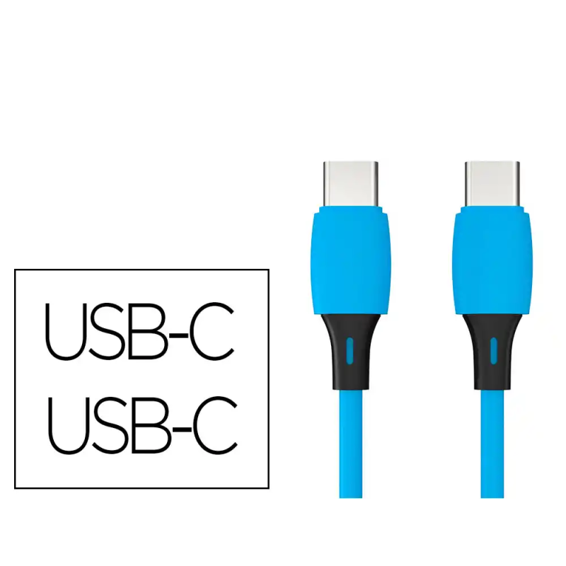 Cable usb-c a usb-c q-connect pvc longitud 2m azul