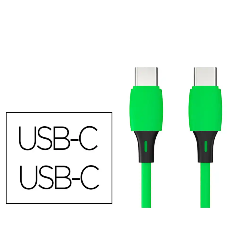 Cable usb-c a usb-c q-connect pvc longitud 1m verde
