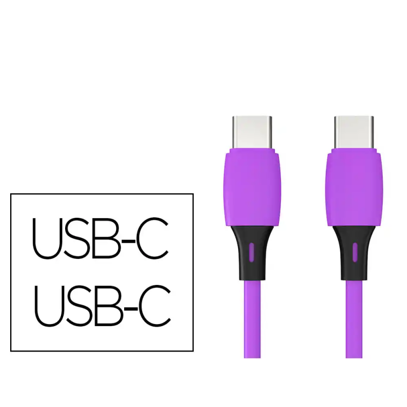 Cable usb-c a usb-c q-connect pvc longitud 2m morado