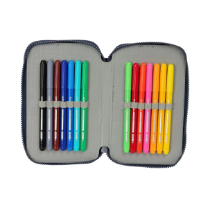 Plumier escolar safta doble pequeño 29 piezas el niño kook 195x125x40 mm