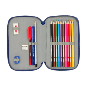 Plumier escolar safta doble pequeño 29 piezas f.c. barcelona navy blue 195x125x40 mm