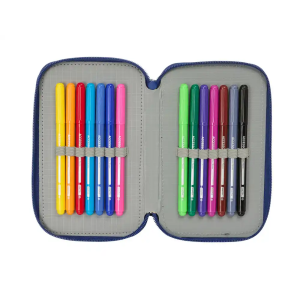 Plumier escolar safta doble pequeño 29 piezas f.c. barcelona navy blue 195x125x40 mm