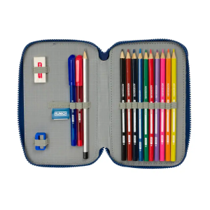 Plumier escolar safta doble pequeño 29 piezas munich north 195x125x40 mm
