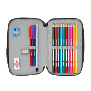 Plumier escolar safta doble pequeño 29 piezas munich topo 195x125x40 mm