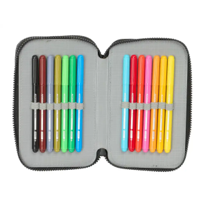 Plumier escolar safta doble pequeño 29 piezas munich topo 195x125x40 mm