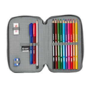Plumier escolar safta doble pequeño 29 piezas real madrid 3 equipacion 24/25 195x125x40 mm