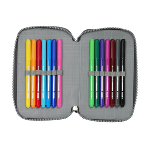 Plumier escolar safta doble pequeño 29 piezas real madrid 3 equipacion 24/25 195x125x40 mm