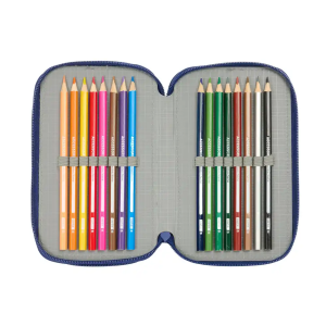 Plumier escolar safta triple 37 piezas f.c. barcelona navy blue 195x125x55 mm
