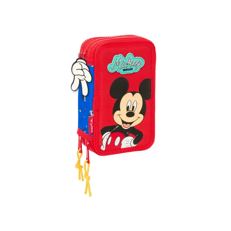 Plumier escolar safta triple 37 piezas mickey mouse good day 195x125x55 mm