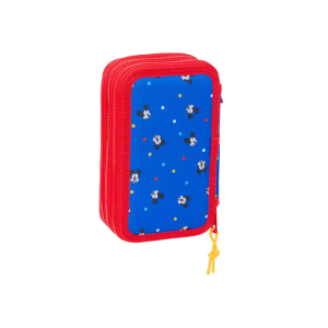 Plumier escolar safta triple 37 piezas mickey mouse good day 195x125x55 mm