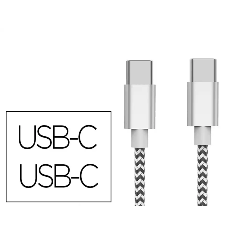 Cable usb-c a usb-c q-connect nailon longitud 1m blanco
