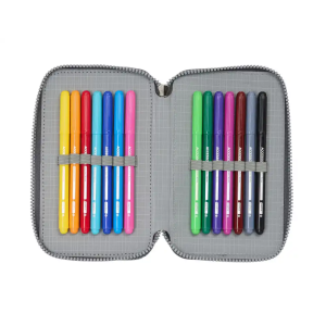 Plumier escolar safta triple 37 piezas real madrid 3 equipacion 24/25 195x125x55 mm