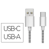 Cable usb-c a usb-a q-connect nailon longitud 1m blanco